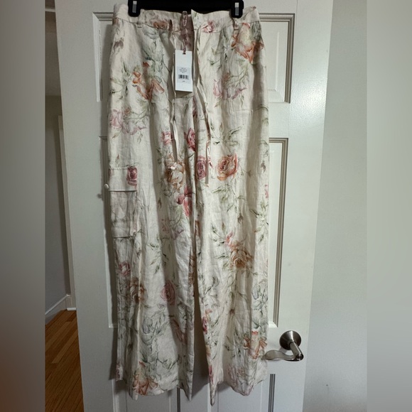 NWT LoveShackFancy Cedric Linen Cargo Pants in Burnt Orange Floral - Picture 4 of 5